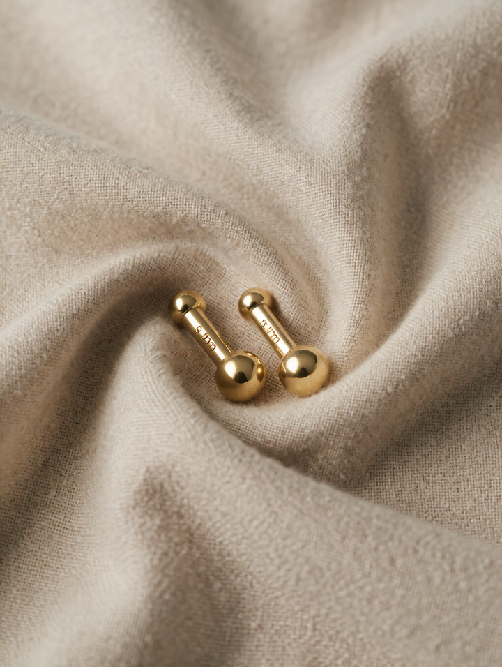 Gold Stud Earrings Sorcha with Ball Design