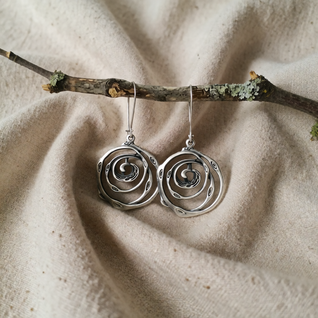 Silver Spiral Drop Earrings Fionnuala