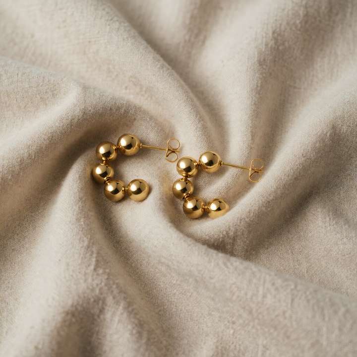 Gold Beaded Hoop Earrings Fiadh