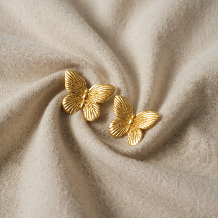Gold Butterfly Stud Earrings Dervla