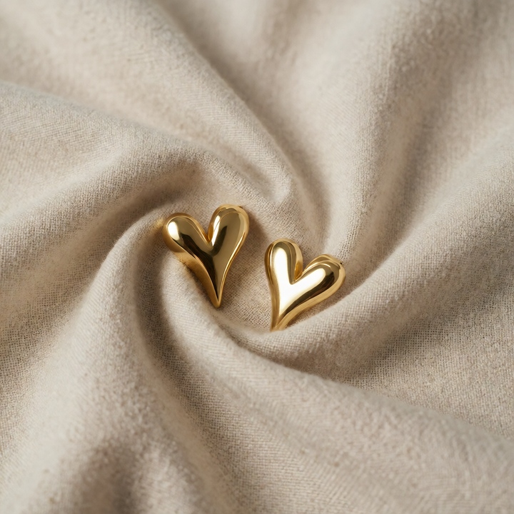 Gold Heart Stud Earrings Caoimhe