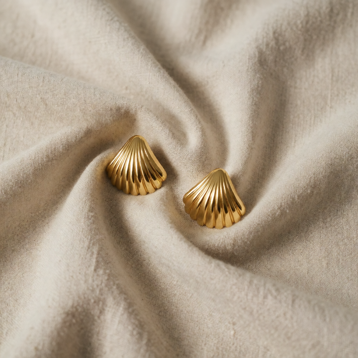Gold Shell Stud Earrings Dervla