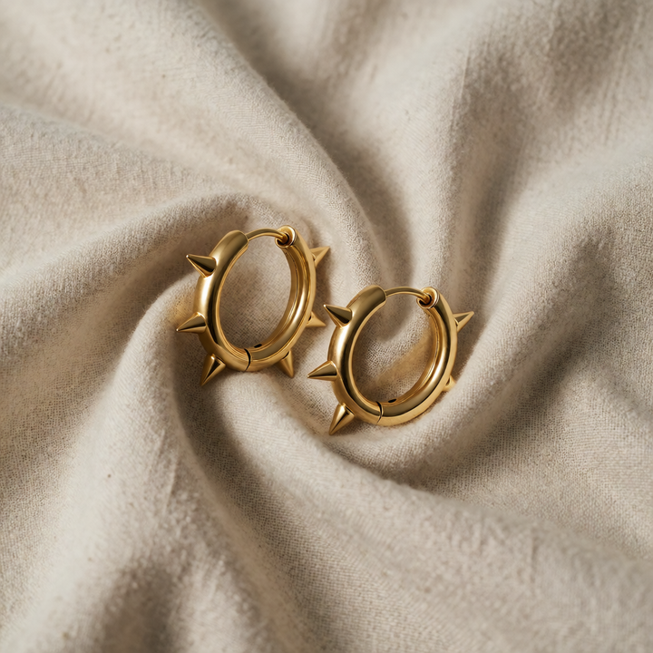 Gold Hoop Earrings Íde with Spikes