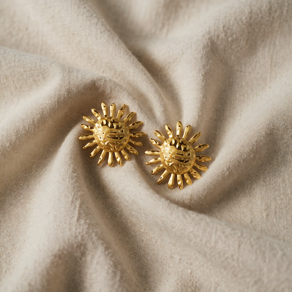 Gold Sun Stud Earrings Sorcha