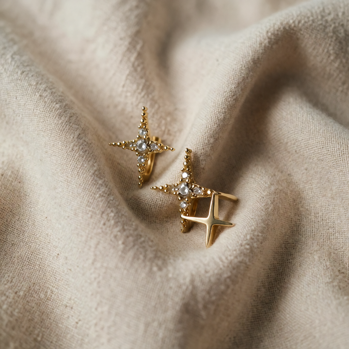 Gold Stud Earrings Róisín with Star Motif