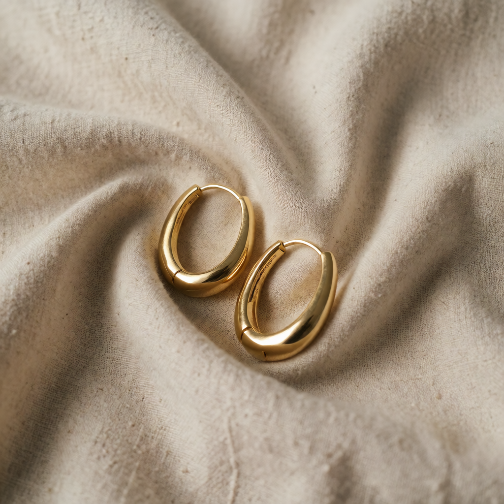 Gold Hoop Earrings Deirdre with Polished Finish