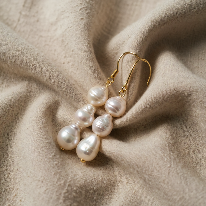 Gold Drop Earrings Laoise with Baroque Pearls