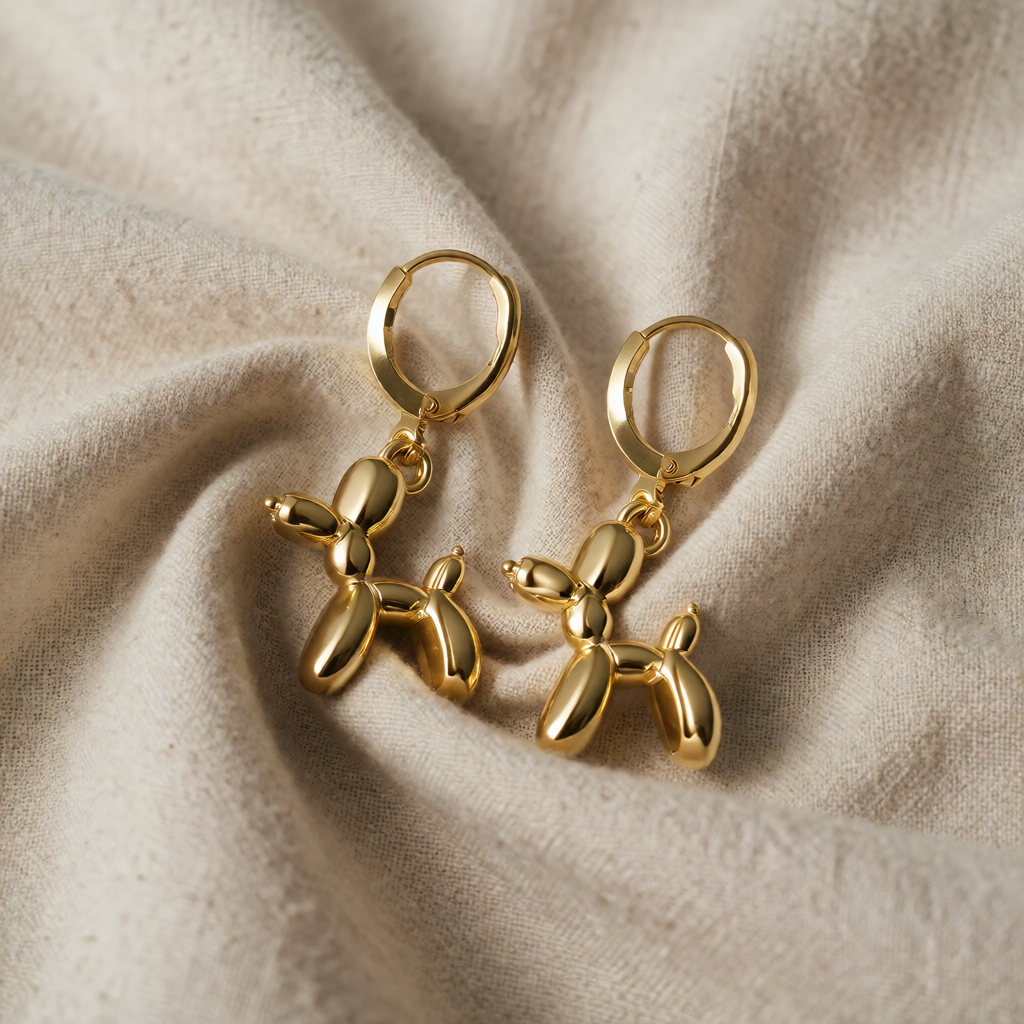 Gold Balloon Dog Earrings Saoirse