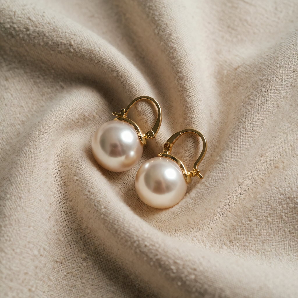 Gold Drop Earrings Cara with Pearl