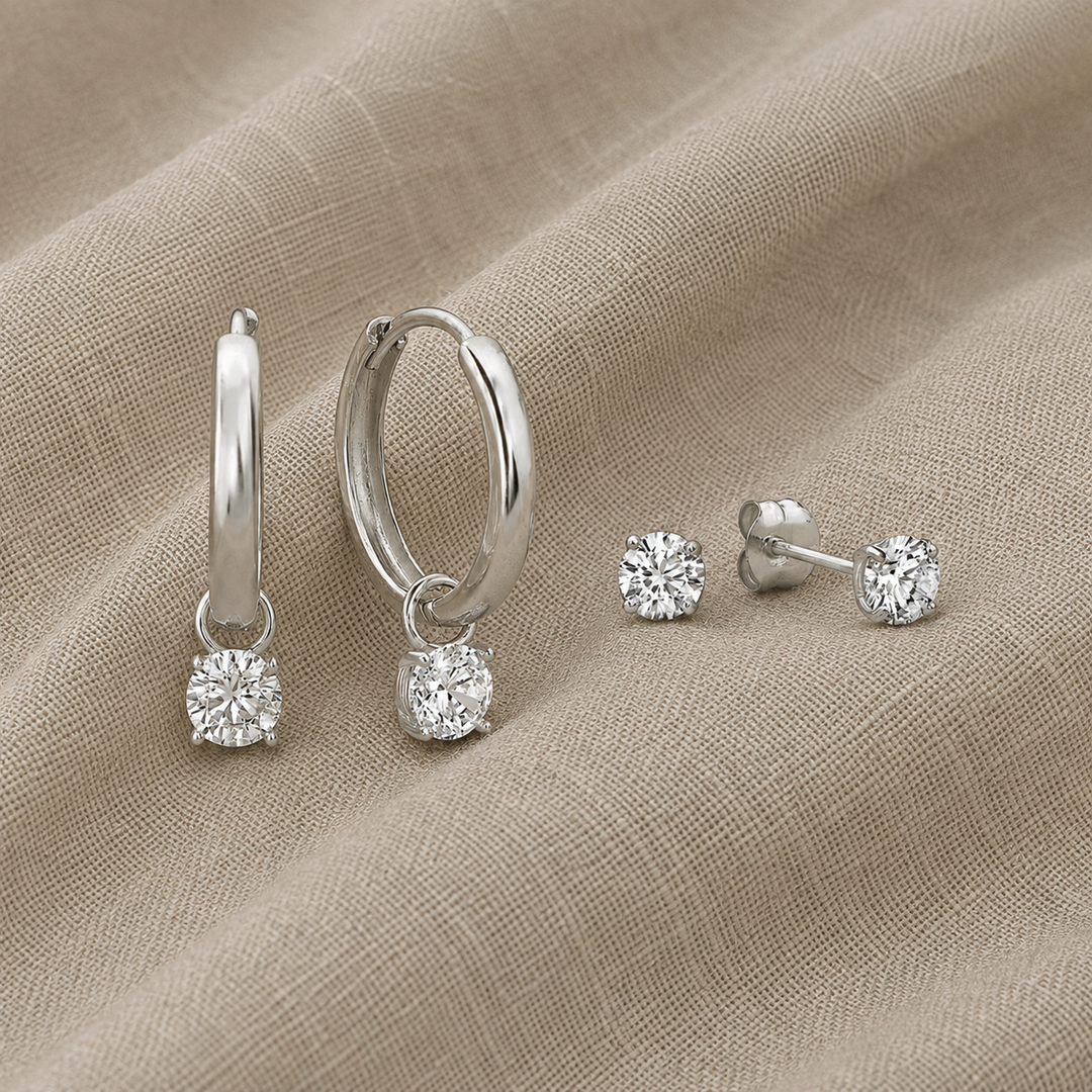 Silver Earring Set Siobhán with Cubic Zirconia