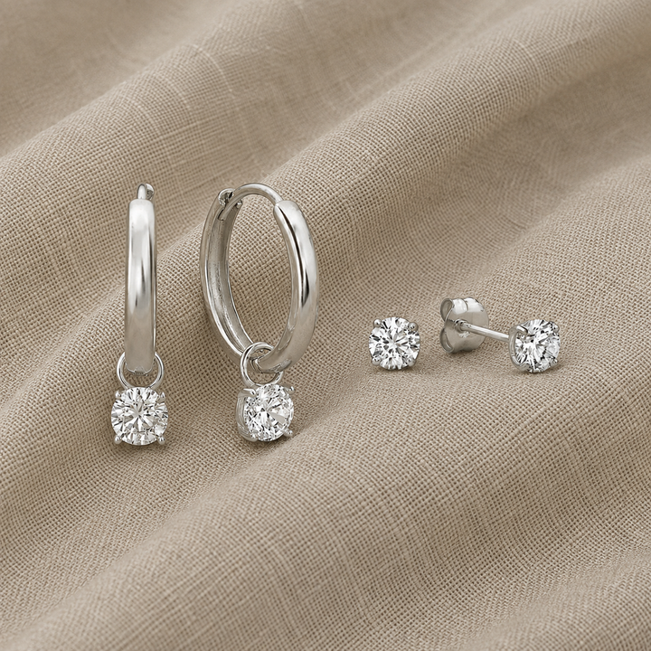 Silver Earring Set Siobhán with Cubic Zirconia