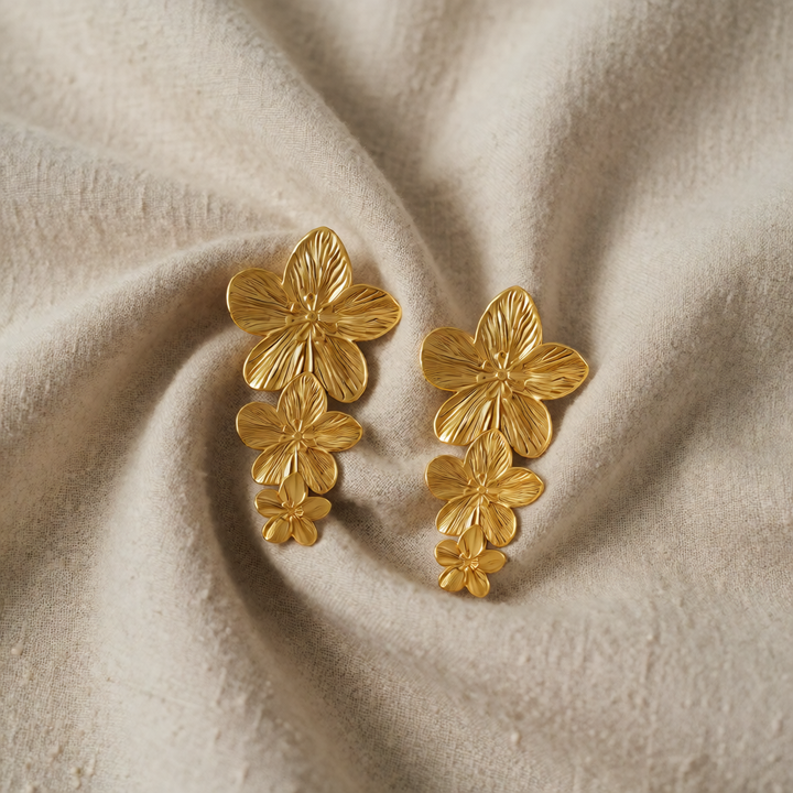 Gold Flower Drop Earrings Ciara
