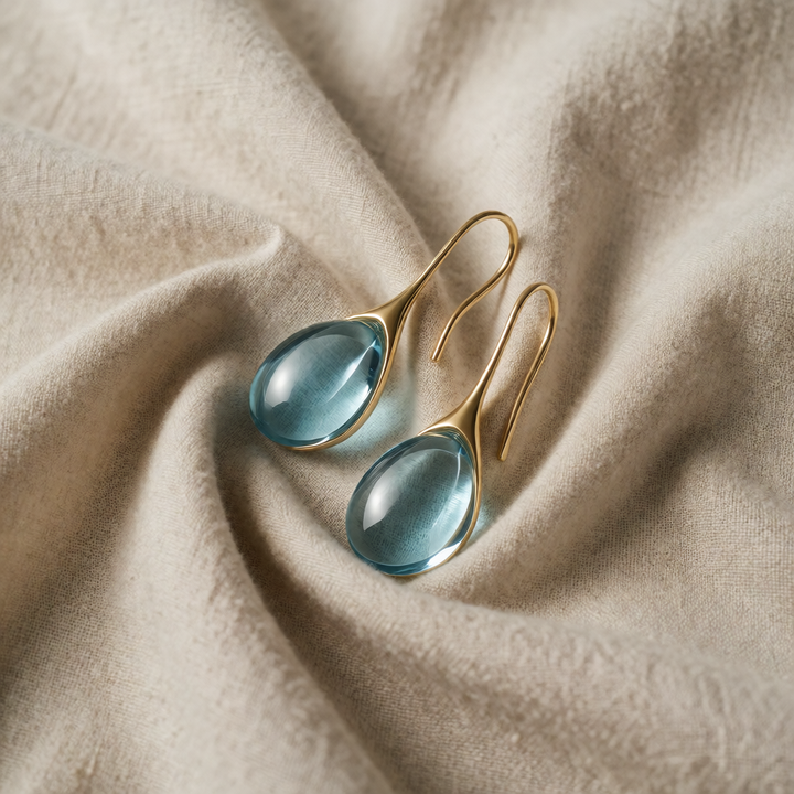 Gold Drop Earrings Aoife with Aquamarine