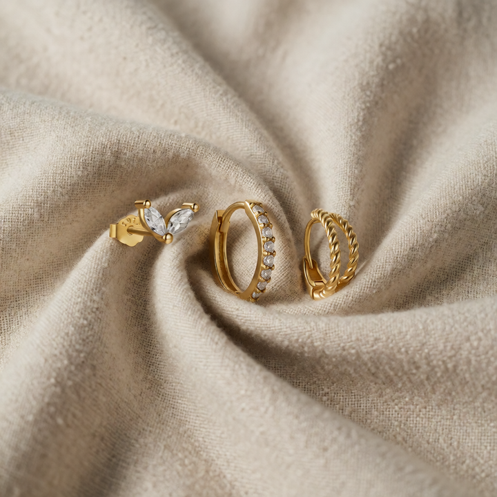 Gold Hoop Earrings Muirne with Zirconia