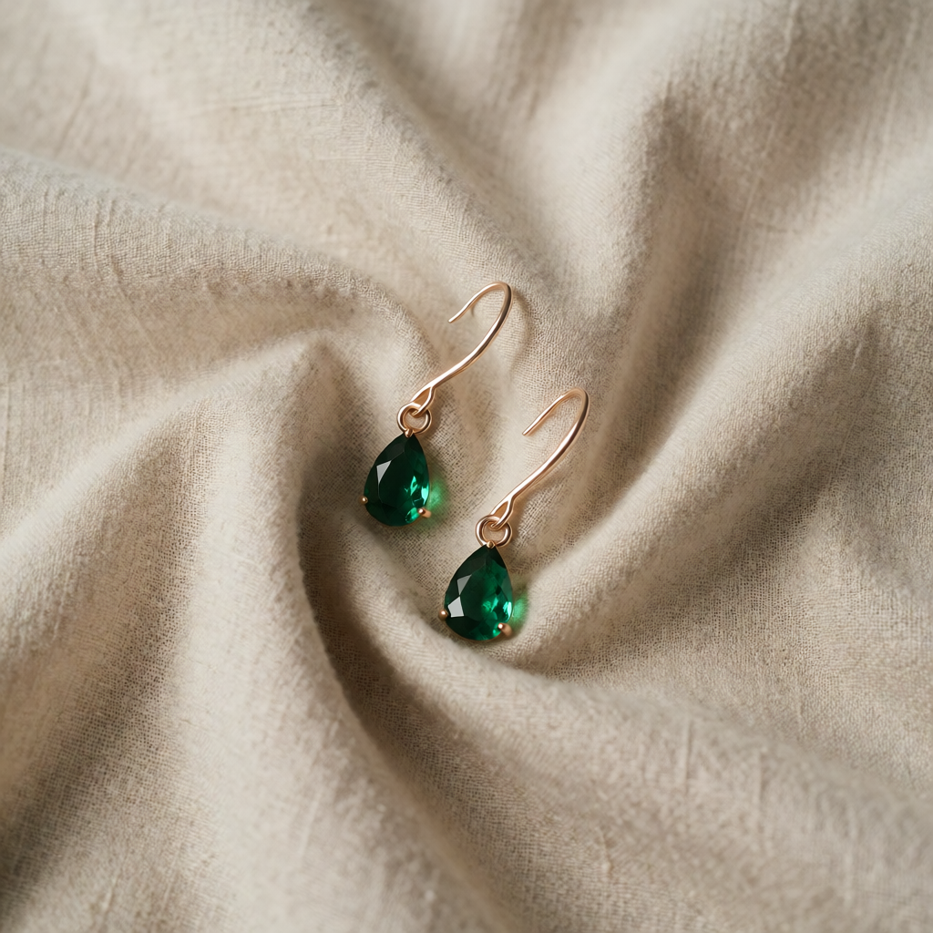 Gold Drop Earrings Éabha with Emerald