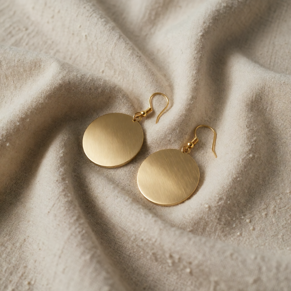 Gold Drop Earrings Westport with Vinyl Record Disc
