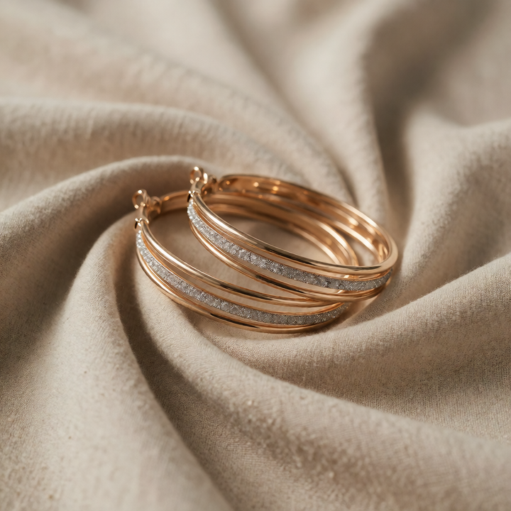 Rose Gold Hoop Earrings Galway with Stardust Finish