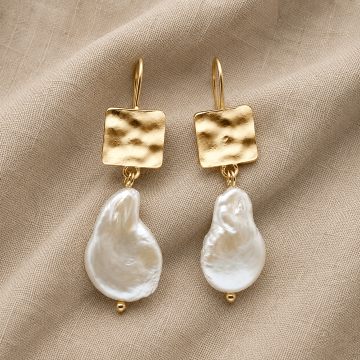 Gold Drop Earrings Killarney with Baroque Pearl