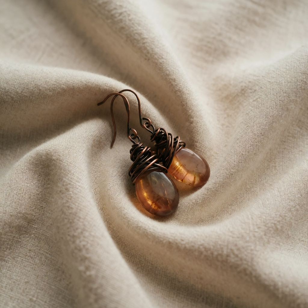 Antique Gold Drop Earrings Clifden with Citrine