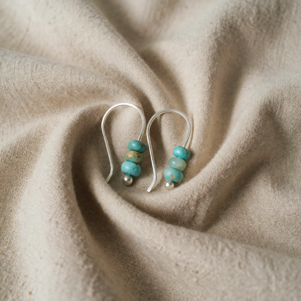 Silver Drop Earrings Sadhbh with Turquoise Stones