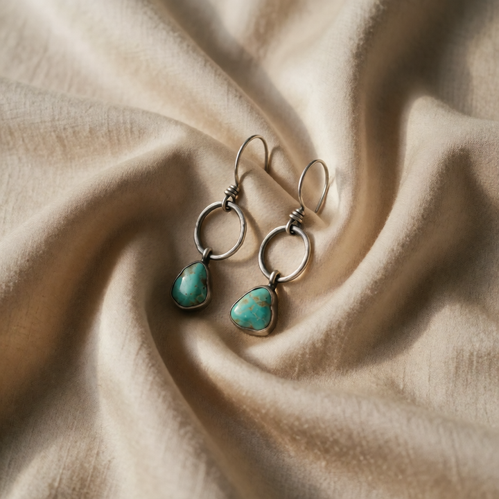 Silver Drop Earrings Clíodhna with Turquoise