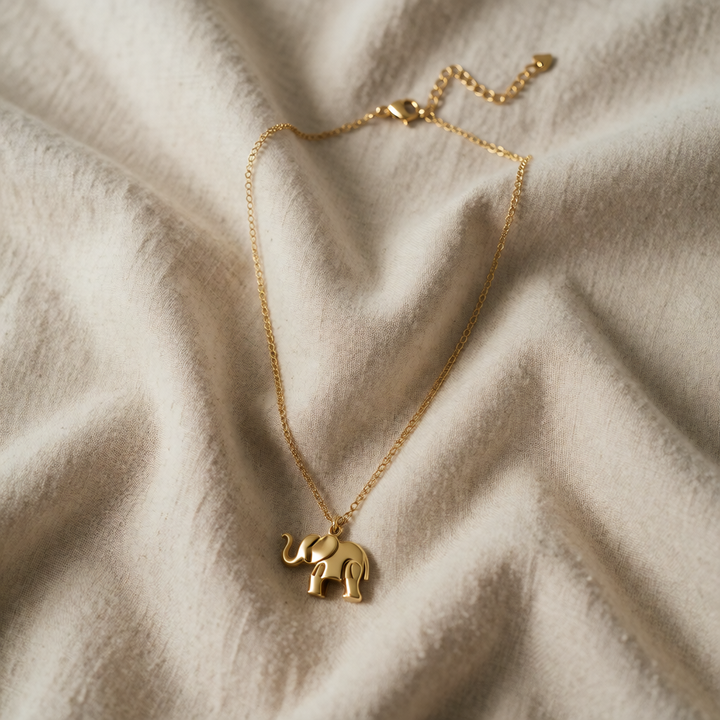 Gold Necklace Ciara with Elephant Motif