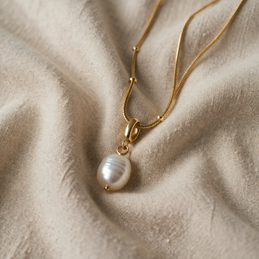 Gold Necklace Róisín with Pearl Drop
