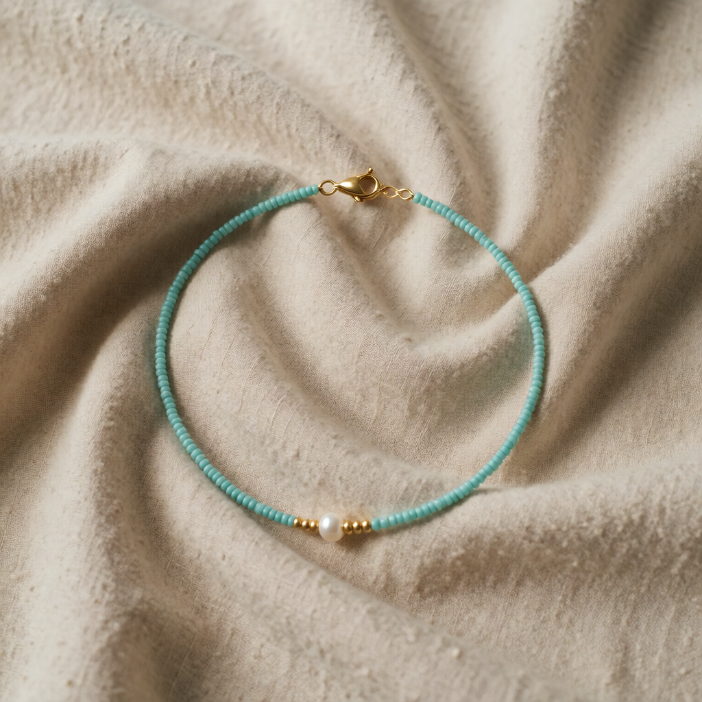 Turquoise Beaded Choker Aoibhinn with Pearl