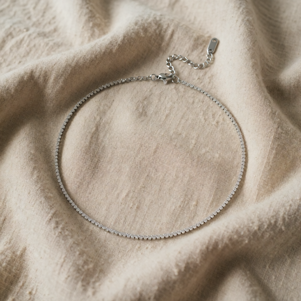 Silver Crystal Necklace Maeve with Zirconia