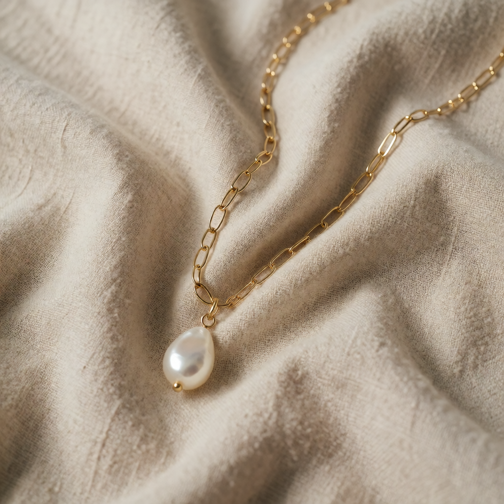Gold Necklace Sinéad with Baroque Pearl Drop