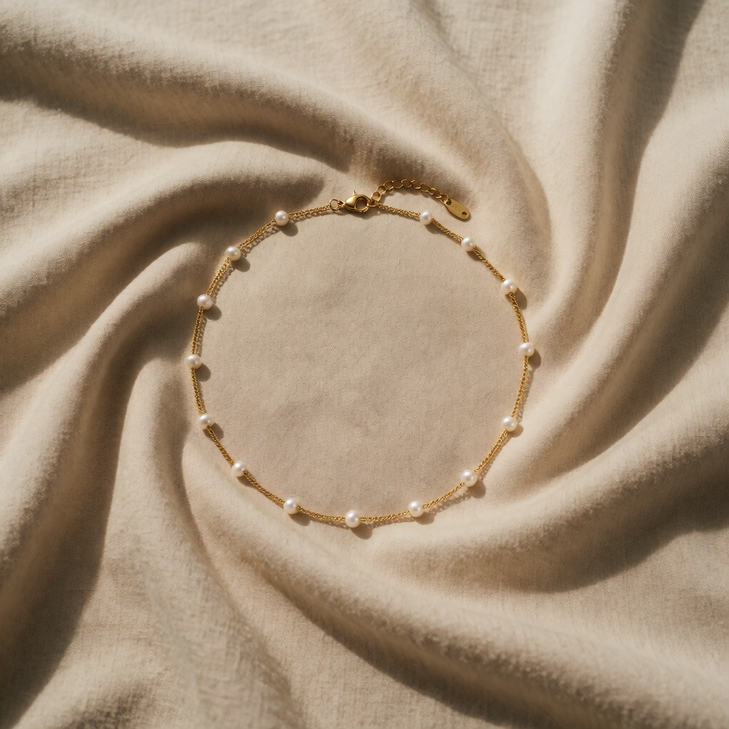 Gold Chain Necklace Adare with Pearls
