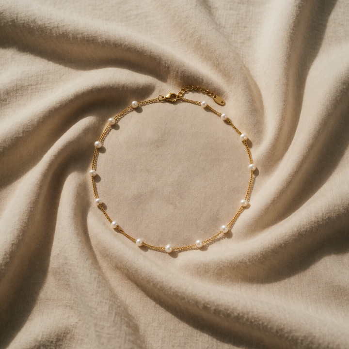 Gold Chain Necklace Adare with Pearls