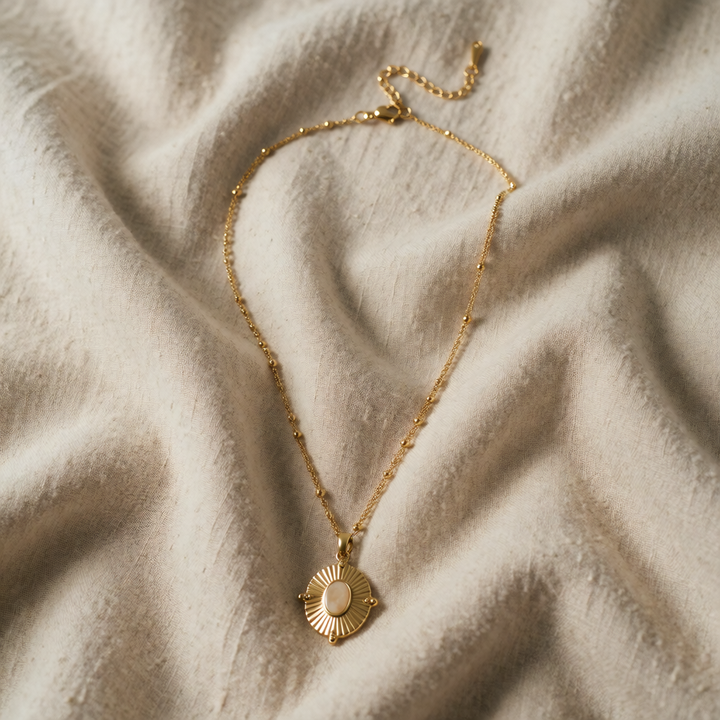 Gold Necklace Aoibhinn with Sunburst Medallion