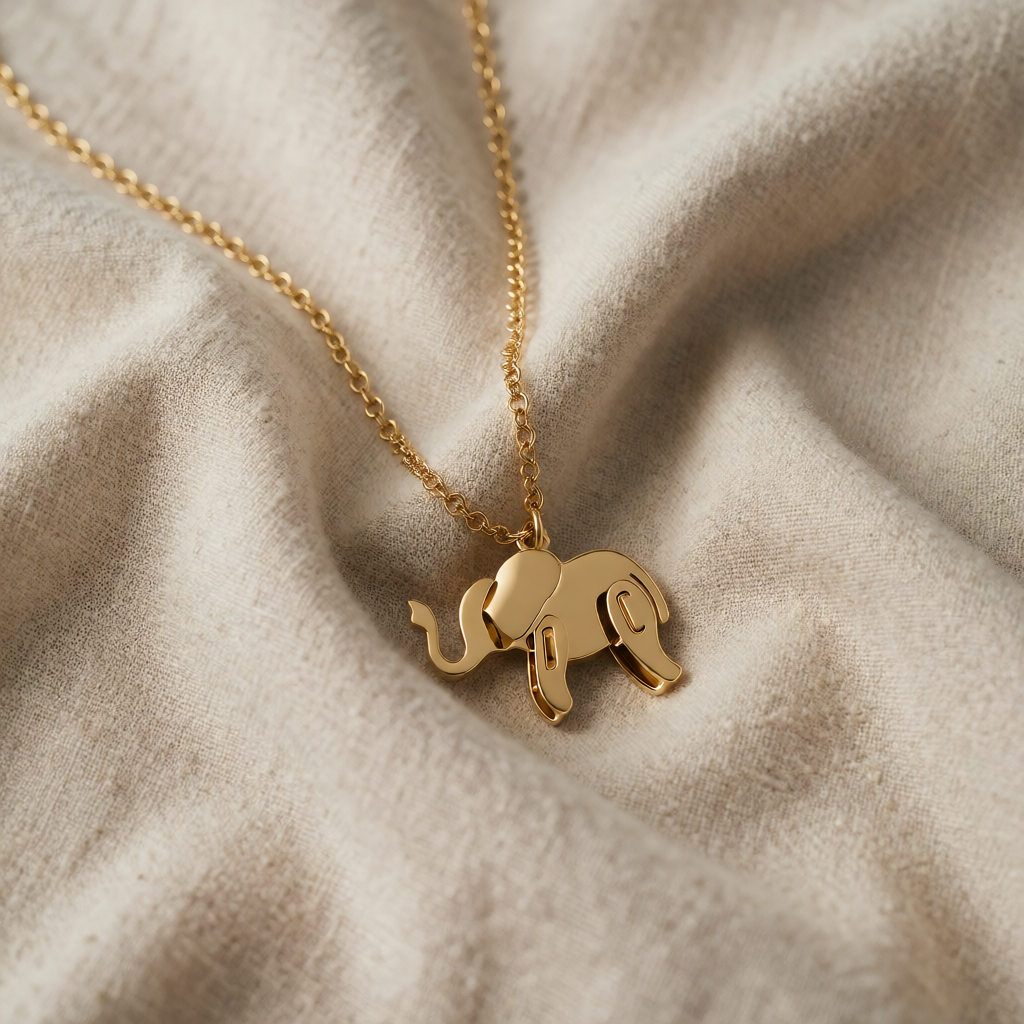 Gold Necklace Aisling with Elephant