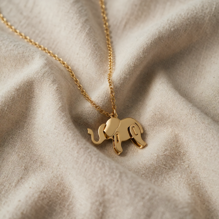 Gold Necklace Aisling with Elephant
