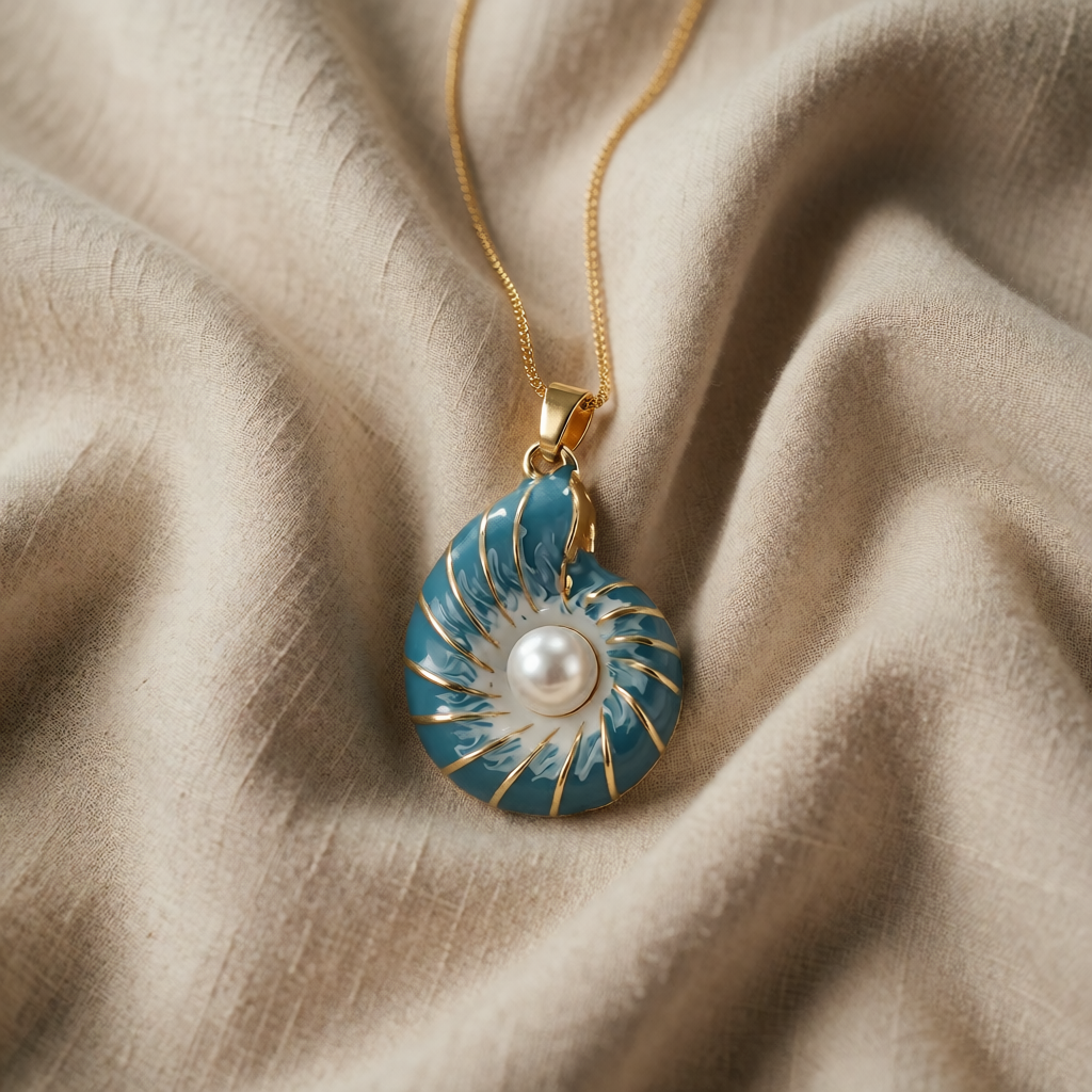 Gold Necklace Clíona with Shell and Pearl