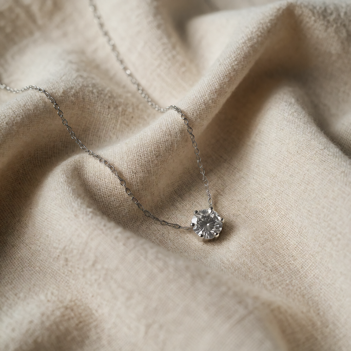 Silver Necklace Eithne with Zirconia Solitaire