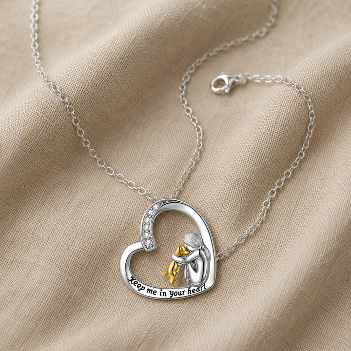 Gold & Silver Necklace Fionnuala with Girl and Dog