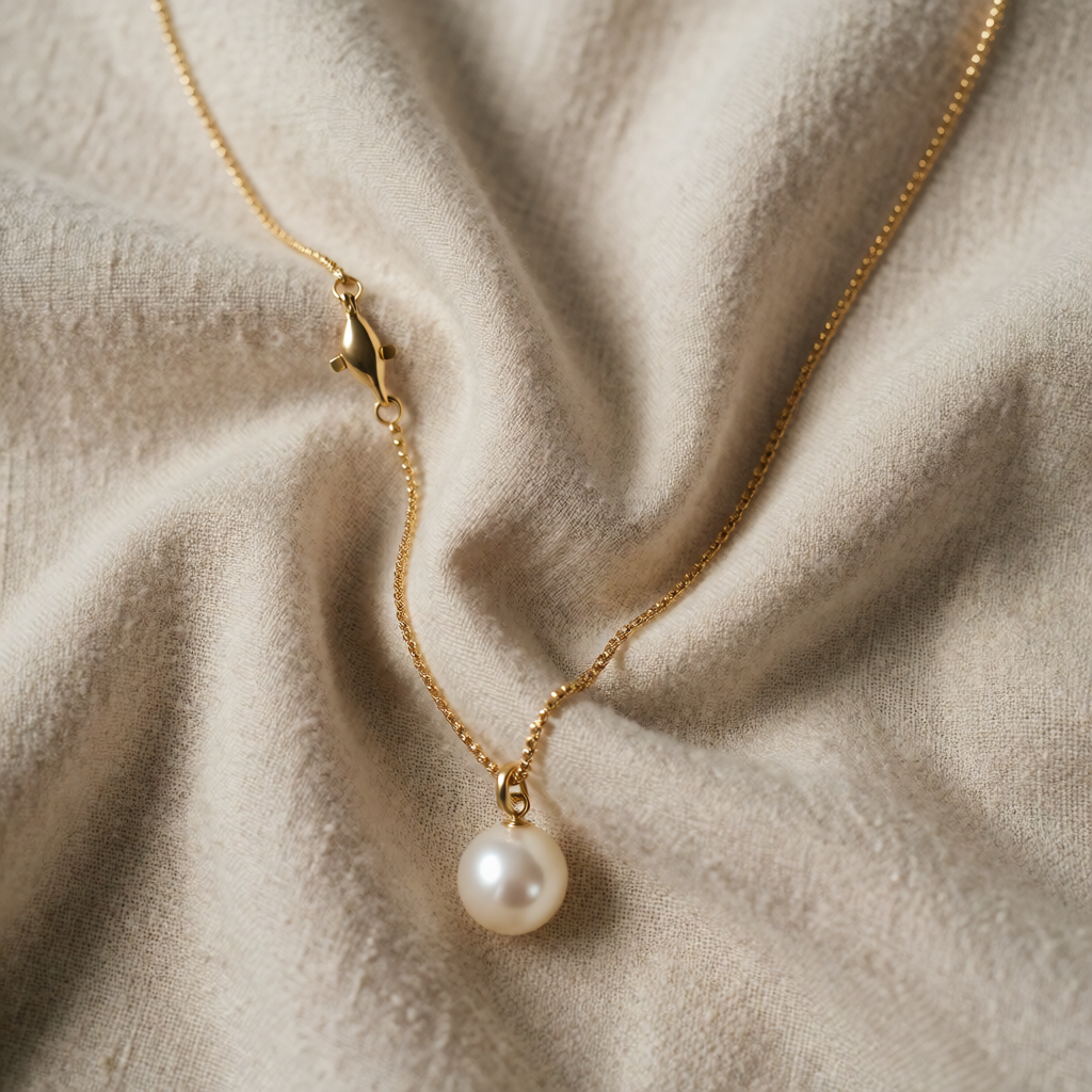 Gold Necklace Caoimhe with Single Pearl