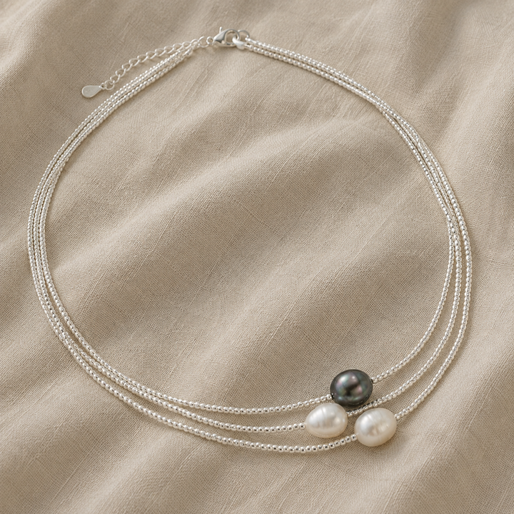 Pearl Beaded Necklace Aoife with Freshwater Pearls