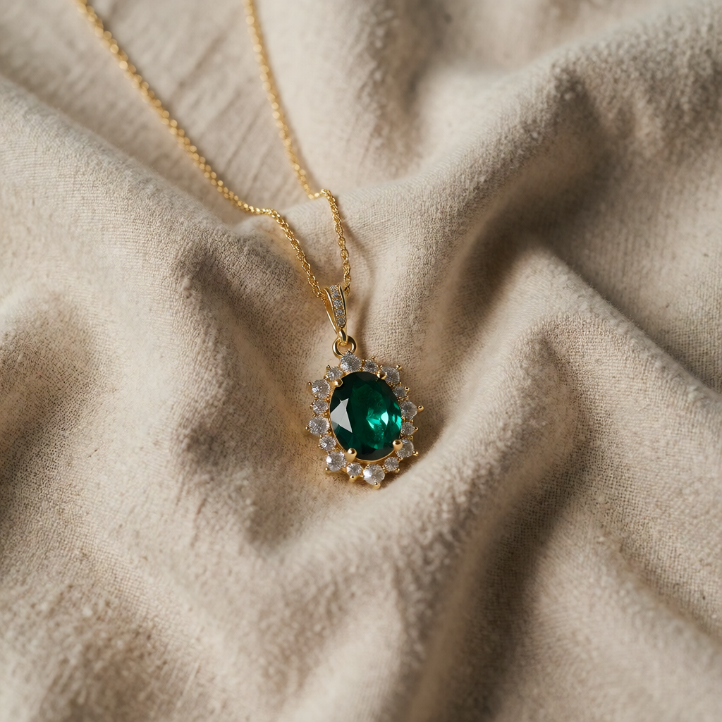 Gold Necklace Róisín with Emerald