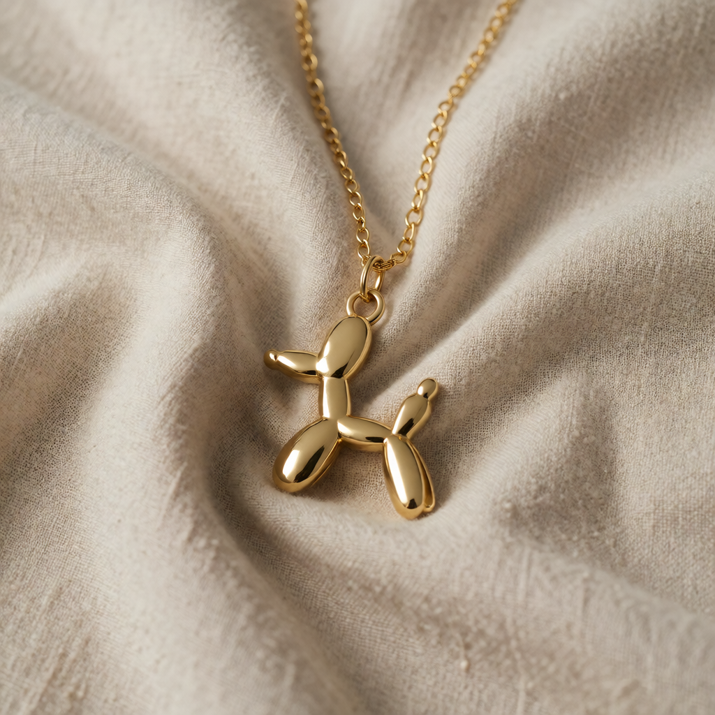 Gold Necklace Béibhinn with Balloon Dog