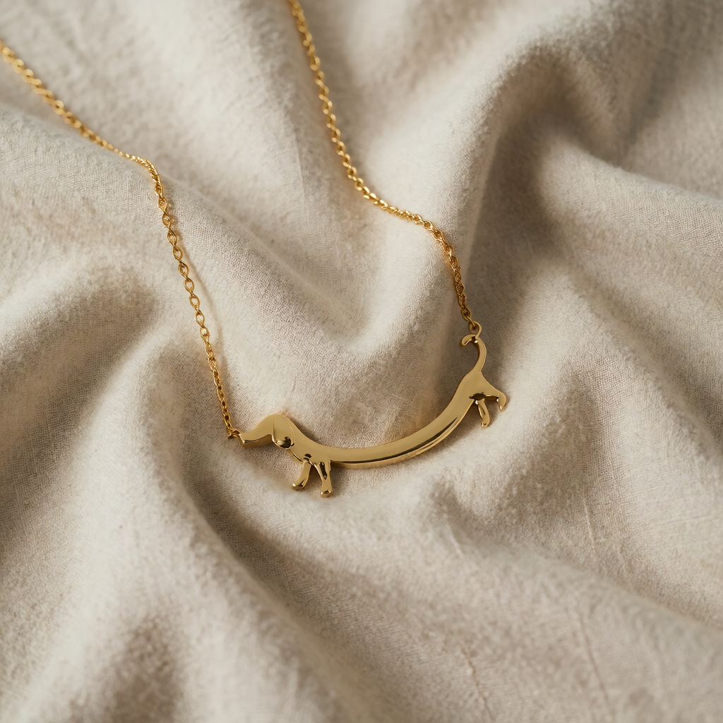 Gold Necklace Riona with Dachshund Dog