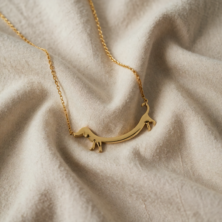 Gold Necklace Riona with Dachshund Dog