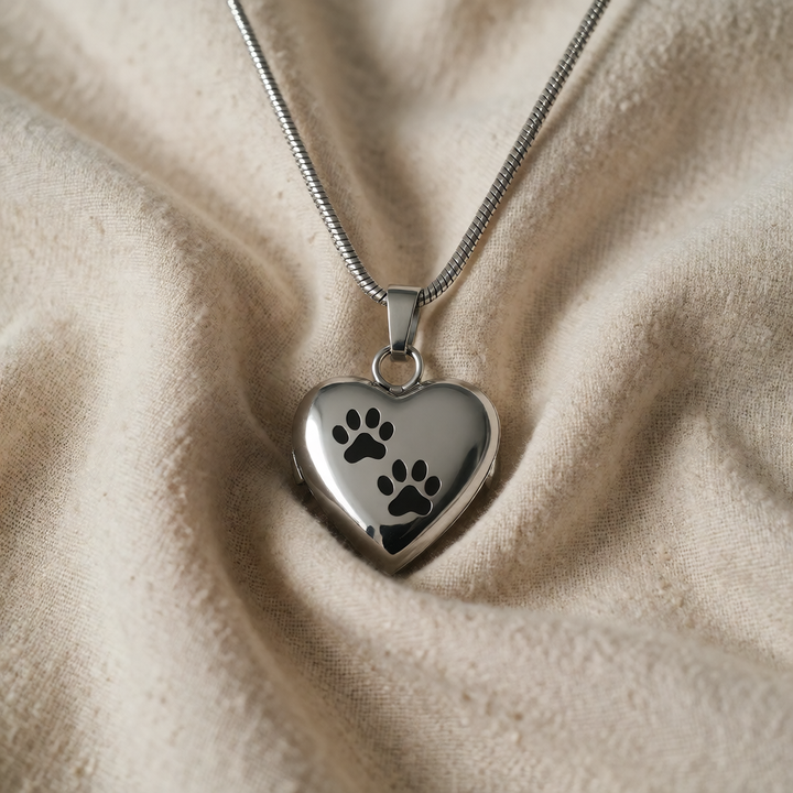 Silver Necklace Róisín with Paw Prints