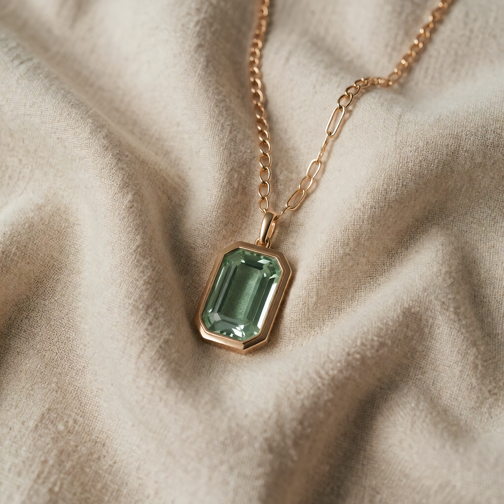 Rose Gold Necklace Niamh with Emerald