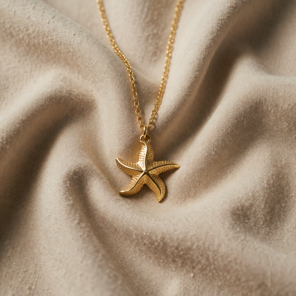 Gold Necklace Maeve with Starfish Motif
