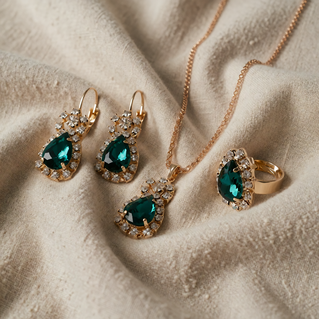 Rose Gold Necklace Maeve with Emerald