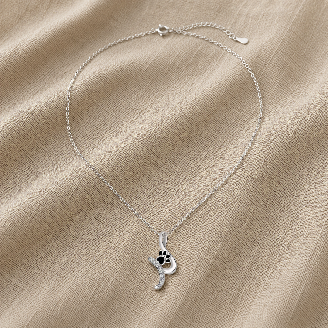 Silver Necklace Ciara with Paw Print