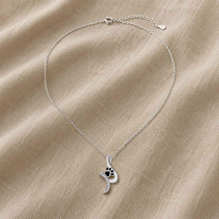 Silver Necklace Ciara with Paw Print